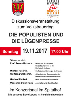 Plakat zur Diskussionsveranstaltung am 19.11.2017 in Dinkelsbühl