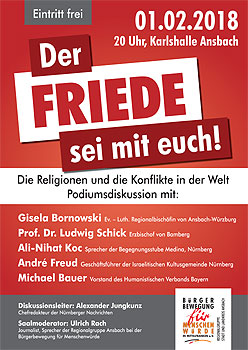 Plakat zur Podiumsdiskussion am 01.02.2018 in Ansbach