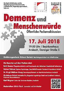 Plakat "Demenz und Menschenwürde" am 17.07.2018 in Ansbach